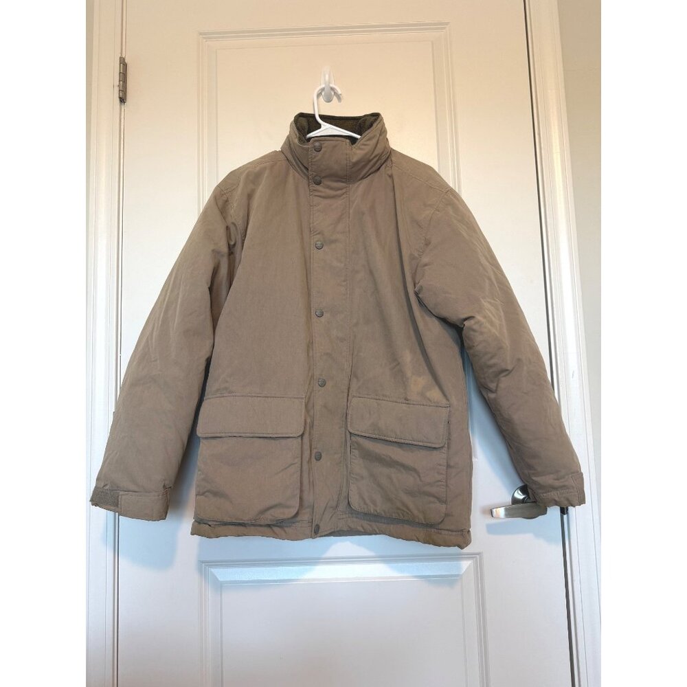 Vtg L.L.Bean Mens Reg Small Puffer Jacket Goose Down Insulated Chore Coat Tan